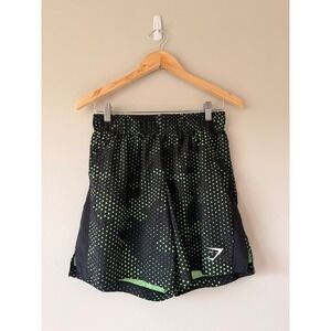 Gymshark Mens Medium Black Lime Green Triangle Print Athletic Training Shorts M